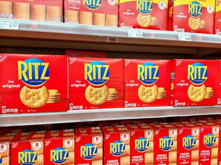 Photo for Los Angeles, California - May 9, 2024: RITZ Crackers on a shelf in a supermarket. Ritz is a brand introduced by Nabisco in 1934 and owned by Mondelez International - Royalty Free Image