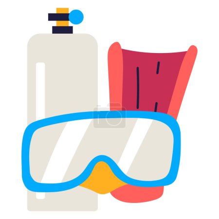 Illustration for Snorkel, goggles, diving, swimming, vector illustration - Royalty Free Image