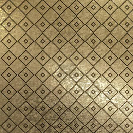 Photo for Square Pattern In Golden Yellow Metal Brass Pattern - Royalty Free Image