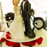 bride and groom on the cake