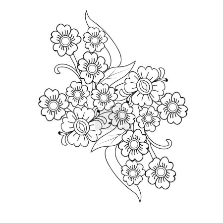 Illustration for Floral vector pattern, black and white flower. - Royalty Free Image