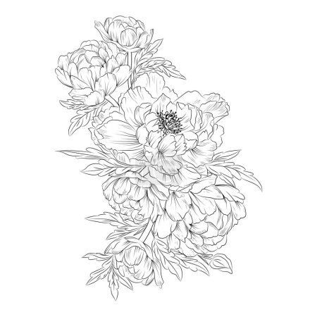 Téléchargez les illustrations : Carte florale vintage, illustration vectorielle - en licence libre de droit