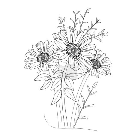 Ilustración de Floral pattern with daisy seeds and chamomile flowers - Imagen libre de derechos