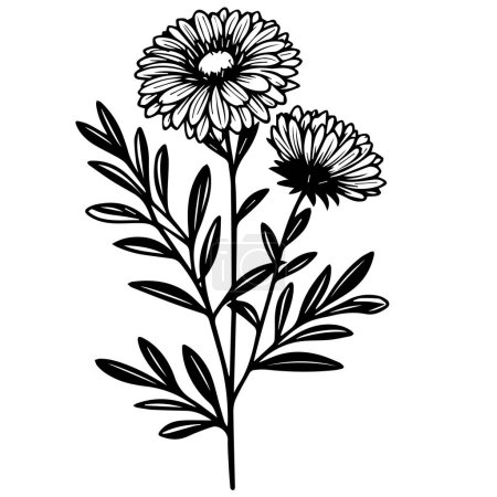 Foto de Hermoso flores icono decorativo vector ilustración diseño negro tatuaje de aster, pequeño tatuaje de aster negro, dibujo de flor de aster, tatuaje de dibujo de flor de aster, tatuaje de flor de aster septiembre dibujo, tatuaje de flor de nacimiento de aster septiembre - Imagen libre de derechos