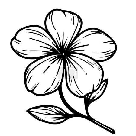 Illustration for Vector illustration of a flower, simple periwinkle drawing, noyontara stock outline drawing, periwinkle flower line art, hand-drawn primrose art, birth flower tattoo simple Catharanthus line drawings, simple periwinkle flower drawing - Royalty Free Image