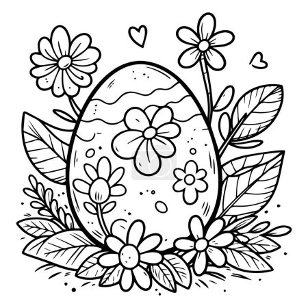 Illustration for Whimsical Garden Rabbit, bunny easter coloring pages Eggs and Flowery Charm, free printable full-size easter bunny coloring pages, blank easter egg coloring pages, cut out blank easter egg coloring pages - Royalty Free Image