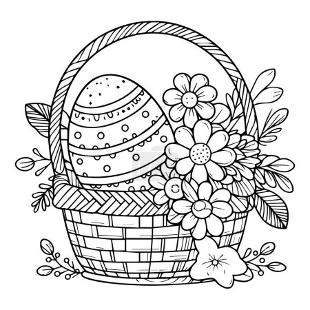 Illustration for Egg-citing Garden Rabbit printable easter coloring pages pdf Blooms Coloring Wonders printable easter egg coloring pages for adults, detailed easter egg coloring pages flower and basket coloring pages for adults - Royalty Free Image