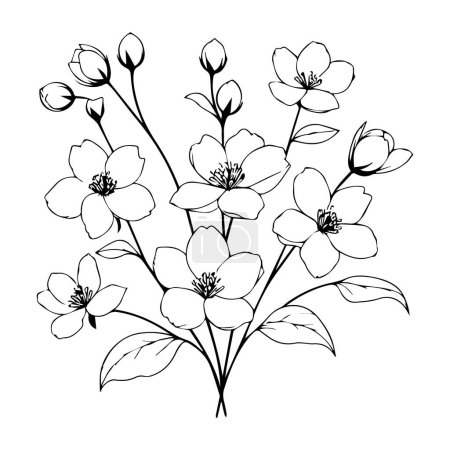 Téléchargez les illustrations : Un bouquet de fleurs noires et blanches - en licence libre de droit