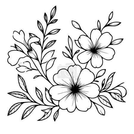 Cute flower coloring pages, Allamanda cathartic drawing, Allamanda cathartic drawings, Hand drawn botanical summer elements bouquet of Allamanda cathartic line art coloring page beautiful and elegant flower frame