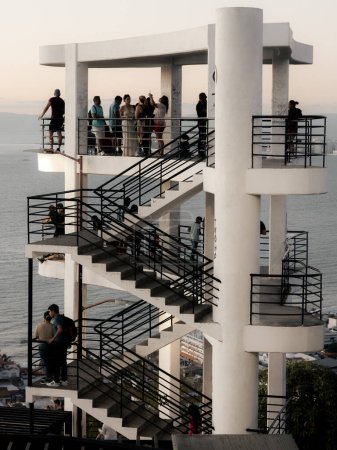 People on mirador at Hill of the Cross Viewpoint in Puerto Vallarta, Mexico on February 2, 2024.