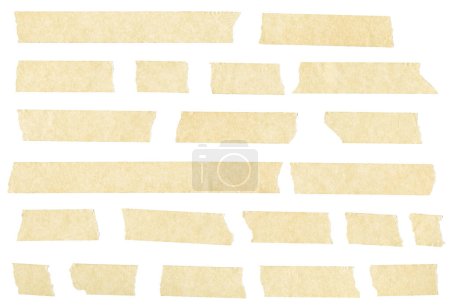 Photo for Masking and adhesive tape pieces set. Sticky scotch, duct paper strips isolated on the white background - Royalty Free Image