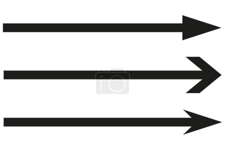 Three bold black arrows aligned horizontally on a white background, each pointing to the right, symbolizing movement, progress, and direction.