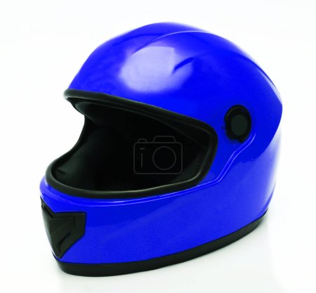 Photo for Car helmet in blue on a white background. Close-up - Royalty Free Image