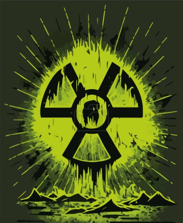 Template or sign of the infected zone. Flat vector illustration of a sign warning of ionizing radiation of radioactive waste