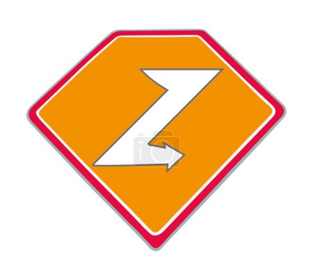 Vorlage oder orangefarbenes Schild mit Buchstabe Z-Symbol. Flache Vektordarstellung des Blitzzeichens