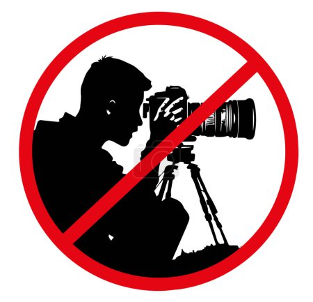 No photography zone sign. Flat vector illustration of no photography sign