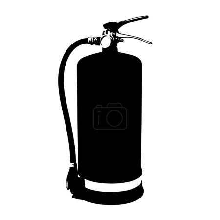 Fire extinguisher silhouette on a white background. Fire extinguisher flat vector illustration