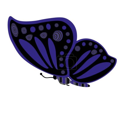 Illustration for Cartoon butterfly with spread wings on a white background. Vector illustration - Royalty Free Image