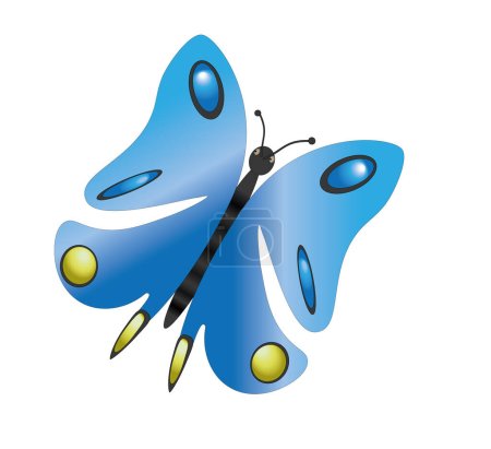 Papillon de couleur dessin animé avec des ailes déployées. Illustration vectorielle