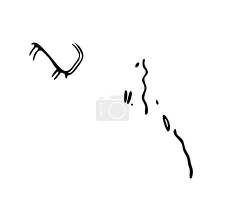 Ilustración de Petroglifos rupestres que representan ataques de serpientes contra ganado o pastos y personas. Ilustración vectorial de petroglifos de roca prehistóricos descubiertos en el territorio de Armenia - Imagen libre de derechos
