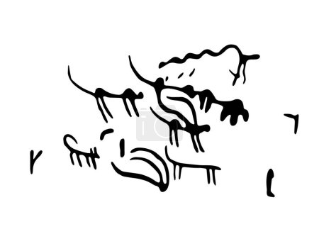 Téléchargez les illustrations : Illustration vectorielle de peintures rupestres représentant la chasse et les animaux domestiques dans les pâturages. Des pétroglyphes rupestres préhistoriques découverts en Arménie - en licence libre de droit