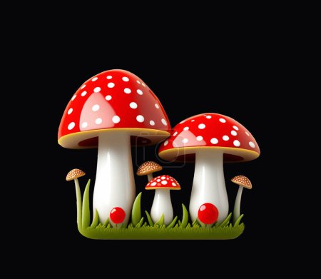 Bright cartoon mushroom with a red hat. Vector illustration