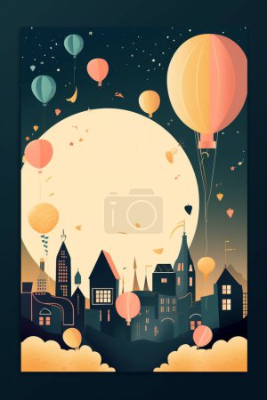 Photo for Colorful simple decoration illustration for party, birthday, baby shower, bridal shower, graduation, business event, grand opening, anniversary, holiday invitation draft and greetings card template. - Royalty Free Image
