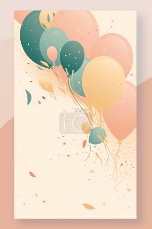 Photo for Colorful simple decoration illustration for party, birthday, baby shower, bridal shower, graduation, business event, grand opening, anniversary, holiday invitation draft and greetings card template. - Royalty Free Image