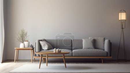 Photo for Simple minimalist modern living room, cozy, comfortable, and elegant for house and apartment, good interior. - Royalty Free Image
