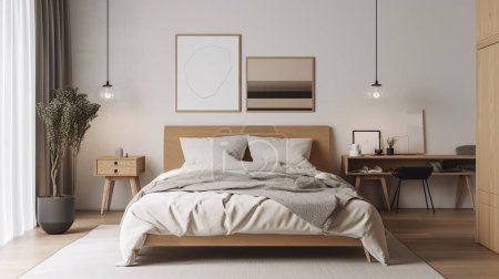 Téléchargez les photos : Simple minimaliste chambre moderne confortable et élégant pour la maison et l'appartement, bon intérieur. - en image libre de droit