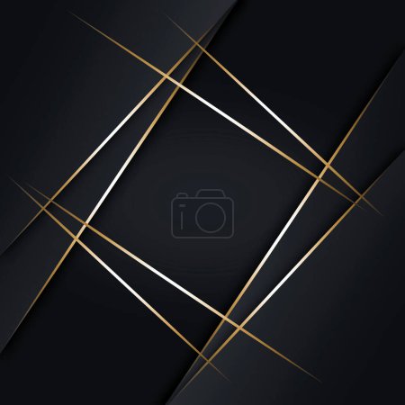 Photo for Square background black line golden modern background - Royalty Free Image