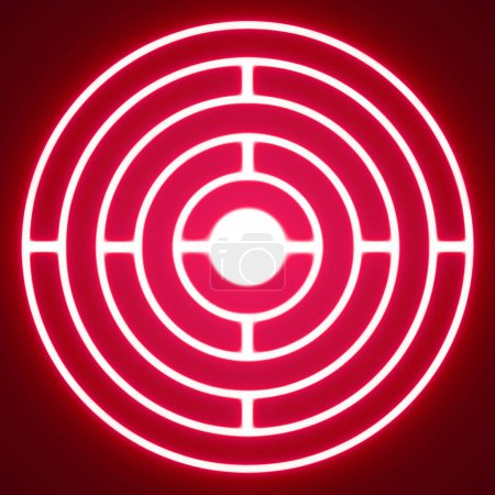 Téléchargez les photos : Cible cercle néon rouge avec la conception d'icône flèche - en image libre de droit