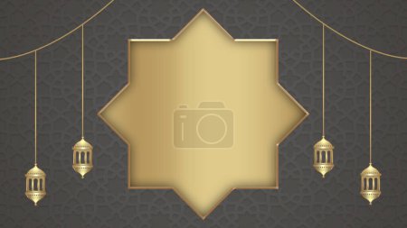 Photo for Modern Islamic background blank text, black gold luxury islamic background for Ramadan Kareem and eid Mubarak design illustration, islamic background vector template design illustration - Royalty Free Image