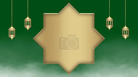 Photo for Modern Islamic background blank text, green gold luxury islamic background for Ramadan Kareem and eid Mubarak design illustration, islamic background vector template design illustration - Royalty Free Image
