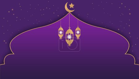 Photo for Modern Islamic background blank text, purple gold luxury islamic background for Ramadan Kareem and eid Mubarak design illustration, islamic background vector template design illustration - Royalty Free Image