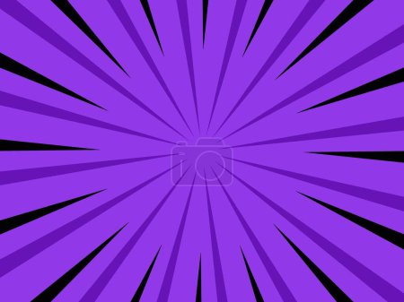 Plantilla en blanco de fondo cómico de dibujos animados púrpura, fondo abstracto con rayos púrpura