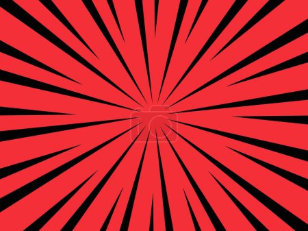 Red cartoon comic background blank template, abstract background with rays red