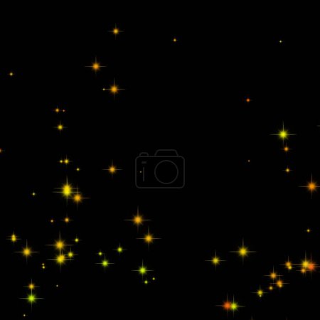 Confettis éclat jaune élément de lumière, Étoiles scintillantes ornement jaune lumière design fond noir