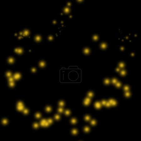 Konfetti funkeln gelbes Lichtelement, funkelnde Sterne Ornament gelbes Licht Design schwarzer Hintergrund