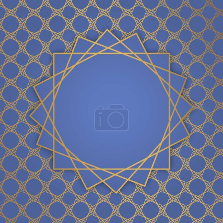 Photo for Blue gold ethnic muslim ornaments backdrop, blue background with seamless design template - Royalty Free Image