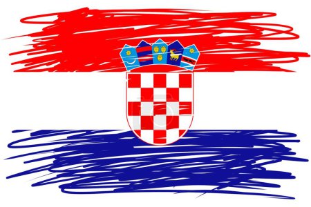 Nationalflagge von Kroatien Design-Vorlage Hintergrund, kroatische Flagge Pinselstrich Flagge
