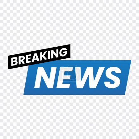 Illustration for Breaking news transparent template blue and black - Royalty Free Image