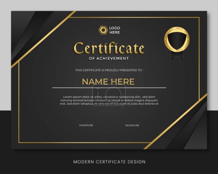 Luxus schwarzes Gold Zertifikat Vorlage Design Vektor eps-Datei
