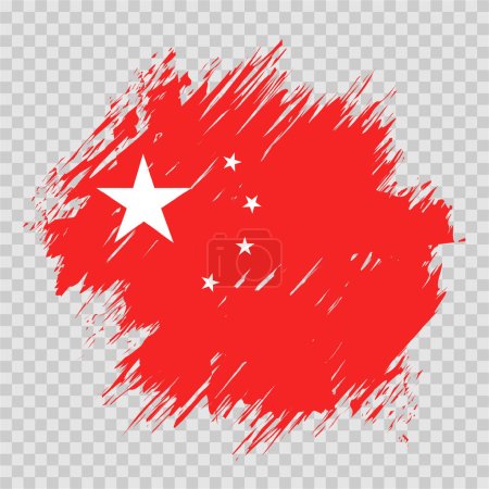 Ilustración de Cepillo bandera china vector fondo transparente formato de archivo eps, pincel bandera china trazo acuarela elemento de la plantilla de diseño, bandera nacional de China - Imagen libre de derechos