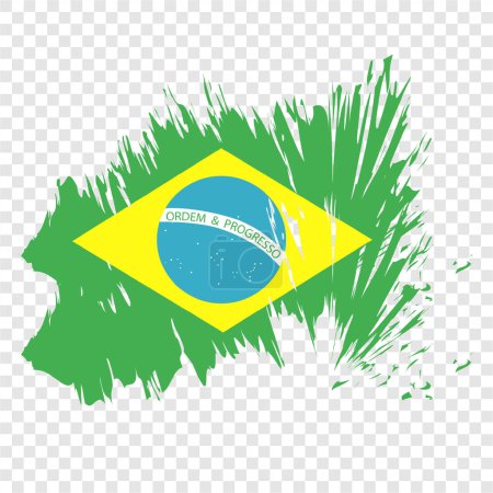 Illustration for Brush flag brazil vector transparent background file format eps, brazil flag brush stroke watercolour design template element, national flag of brazil - Royalty Free Image