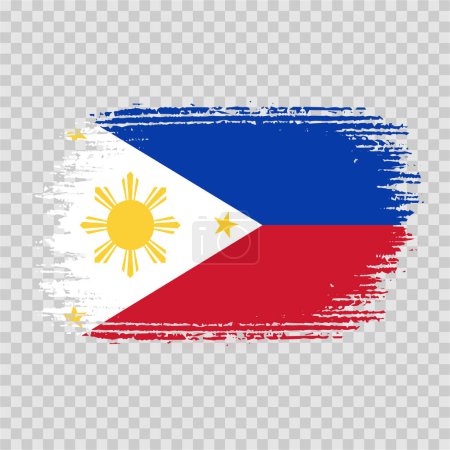 Illustration for Brush flag philippines vector transparent background file format eps, philippines flag brush stroke watercolour design template element, national flag of philippines - Royalty Free Image