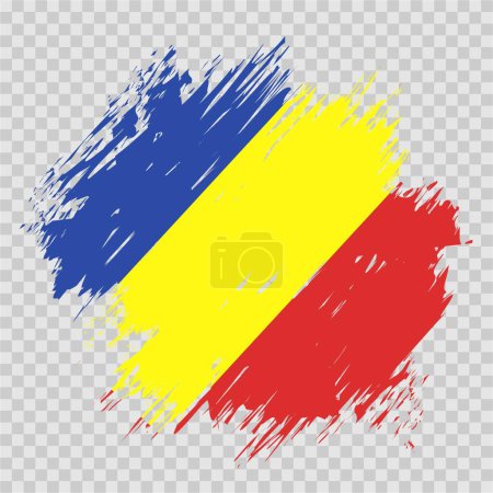 Ilustración de Brush flag romania vector transparent background file format eps, Rumania flag brush stroke watercolour design template element, national flag of Romania - Imagen libre de derechos