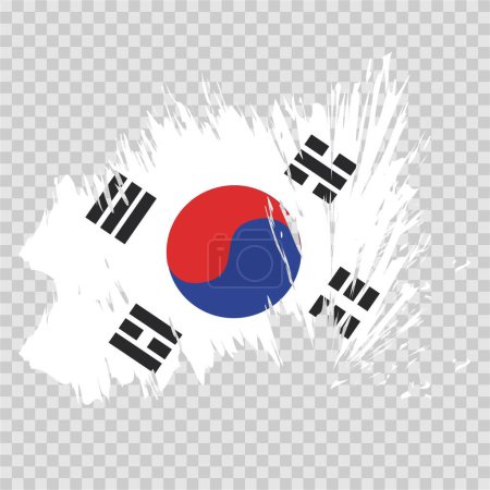 Ilustración de Pincel bandera Corea del Sur vector fondo transparente formato de archivo eps, Corea del Sur bandera pincel trazo acuarela diseño plantilla elemento, bandera nacional de Corea del Sur - Imagen libre de derechos