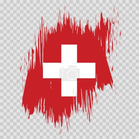 Illustration for Brush flag Switzerland vector transparent background file format eps, Switzerland flag brush stroke watercolour design template element, national flag of Switzerland - Royalty Free Image