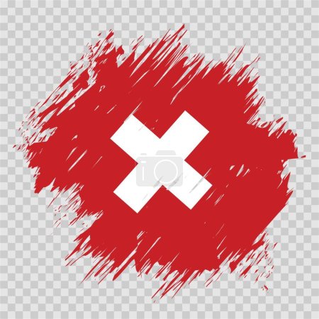 Pinselfahne Schweiz Vektor transparenter Hintergrund Dateiformat eps, Schweizer Flaggenpinsel Pinselstrich Aquarell Design Template Element, Nationalflagge der Schweiz 
